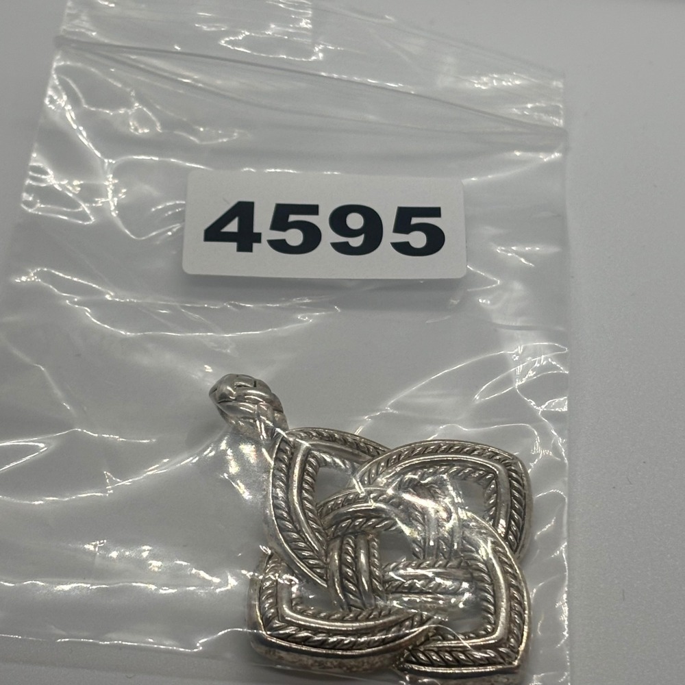 Celtic Love Knot Pendant Silver Tone Textured Rope Geometric Statement Charm - Picture 5 of 5
